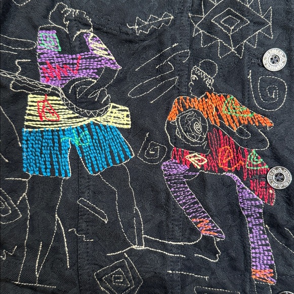 Chico’s Embroidered Boho Jacket Black Artistic Tribal Statement Piece size 0 - Picture 8 of 11